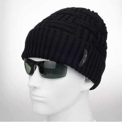 Skullies & Beanies Mens Winter Knitting Wool Warm Hat Daily Slouchy Hats Beanie Skull Cap - Black - CZ1265BJWJJ $8.03