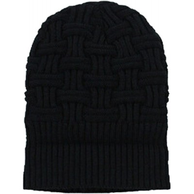 Skullies & Beanies Mens Winter Knitting Wool Warm Hat Daily Slouchy Hats Beanie Skull Cap - Black - CZ1265BJWJJ $8.03