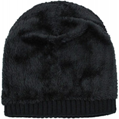 Skullies & Beanies Mens Winter Knitting Wool Warm Hat Daily Slouchy Hats Beanie Skull Cap - Black - CZ1265BJWJJ $17.77