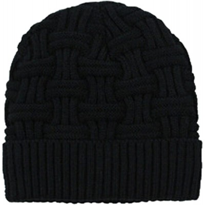 Skullies & Beanies Mens Winter Knitting Wool Warm Hat Daily Slouchy Hats Beanie Skull Cap - Black - CZ1265BJWJJ $8.03