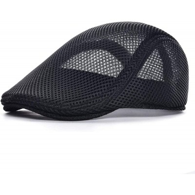 Newsboy Caps Men Breathable Mesh Summer Hat Newsboy Beret Ivy Cap Cabbie Flat Cap - Style3- Black - CK18SKSLXSS $11.27