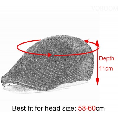 Newsboy Caps Men Breathable Mesh Summer Hat Newsboy Beret Ivy Cap Cabbie Flat Cap - Style3- Black - CK18SKSLXSS $11.27