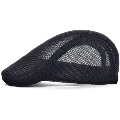 Newsboy Caps Men Breathable Mesh Summer Hat Newsboy Beret Ivy Cap Cabbie Flat Cap - Style3- Black - CK18SKSLXSS $11.27