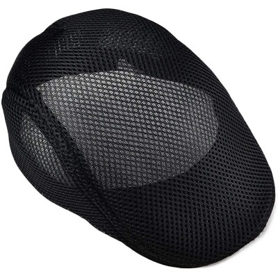 Newsboy Caps Men Breathable Mesh Summer Hat Newsboy Beret Ivy Cap Cabbie Flat Cap - Style3- Black - CK18SKSLXSS $11.27