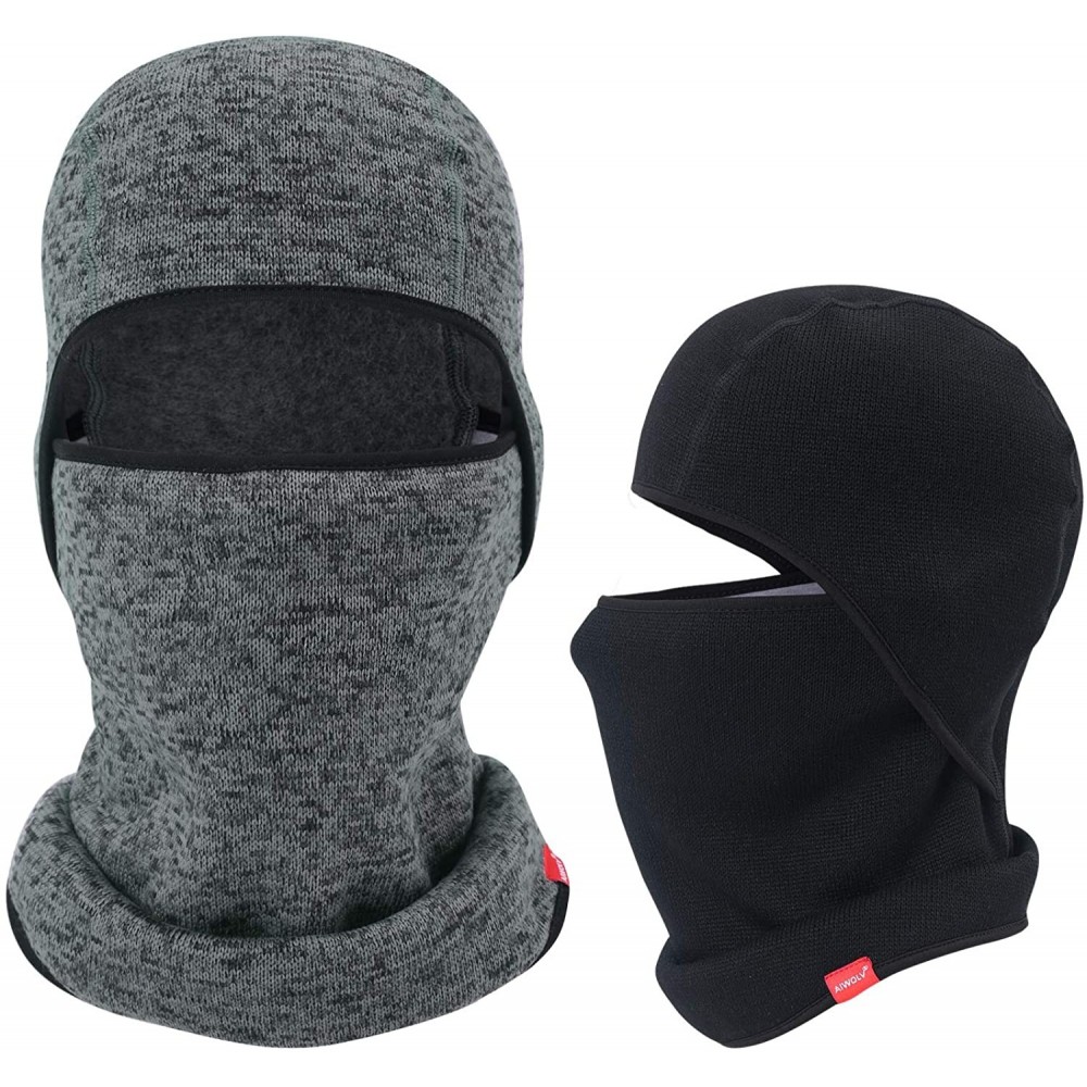 Balaclavas Balaclava-Ski Mask Knit Thicken Winter Warmer Windproof Cold Weather Face Mask - Black+grey - CH18MG7LT5I $13.95