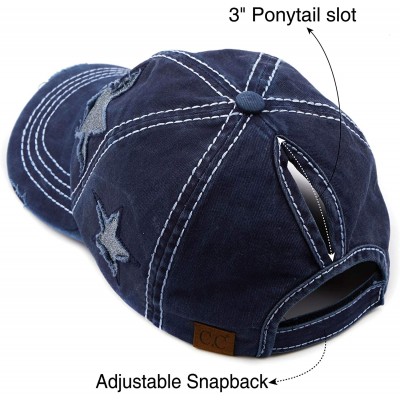 Baseball Caps Exclusives Hatsandscarf Distressed Adjustable - Navy Glitter Stars - C318SM409AW $17.04