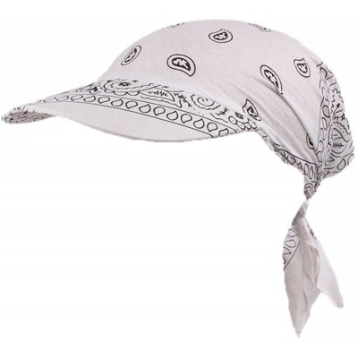 Visors Womens Assorted Paisley Print Bandana Head Scarf Hat Summer Folding Anti-UV Golf Tennis Sun Visor Cap - White - C2196N...