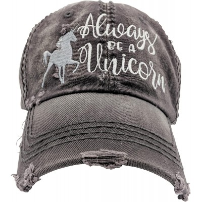 Baseball Caps Customizable- Women's Always Be a Unicorn Embroidered Baseball Cap - Grey/Customized - C918CQECWWK $32.34