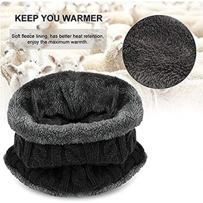 Skullies & Beanies Winter Hat 2-Pieces Warm Knitted Hat and Circle Scarf Set Outdoors Scarf Beanie Skull Cap for Winter - Blu...