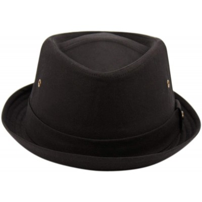 Fedoras Mens Summer Fedora Cuban Style Short Brim Hat - F2697black - CA18Q86YY2H $22.77