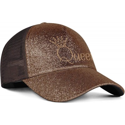 Baseball Caps Messy High Bun Ponytail Dad Hat Adjustable Glitter Mesh Trucker Baseball Cap-Metal Rock Logo - Maroon-216 - C51...