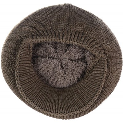 Skullies & Beanies Womens Winter Visor Cap Beanie Hat Wool Blend Lined Crochet Decoration - Olive Lines - CZ18WGRN6SE $15.63