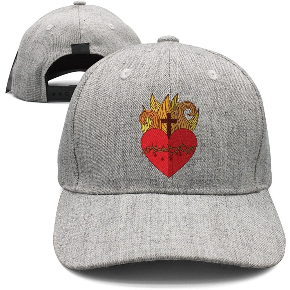 Baseball Caps Sacred Jesus Heart Icon Woolen Peak Cap Snapback Hat Vintage Snapbacks - Grey - CV18EK0ZEM8 $14.71