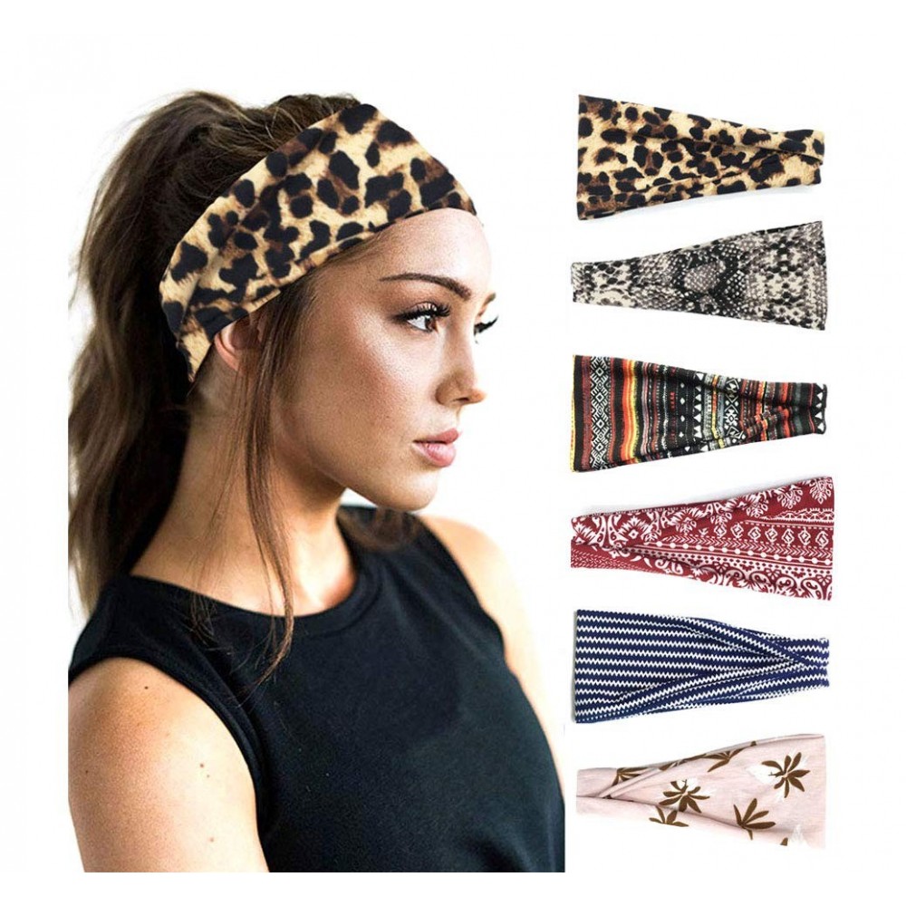 Headbands 6 Pack Women's Yoga Running Headbands Sports Workout Hair Bands (Set 18) - Set 18 - CZ18XNQAW7A $13.47