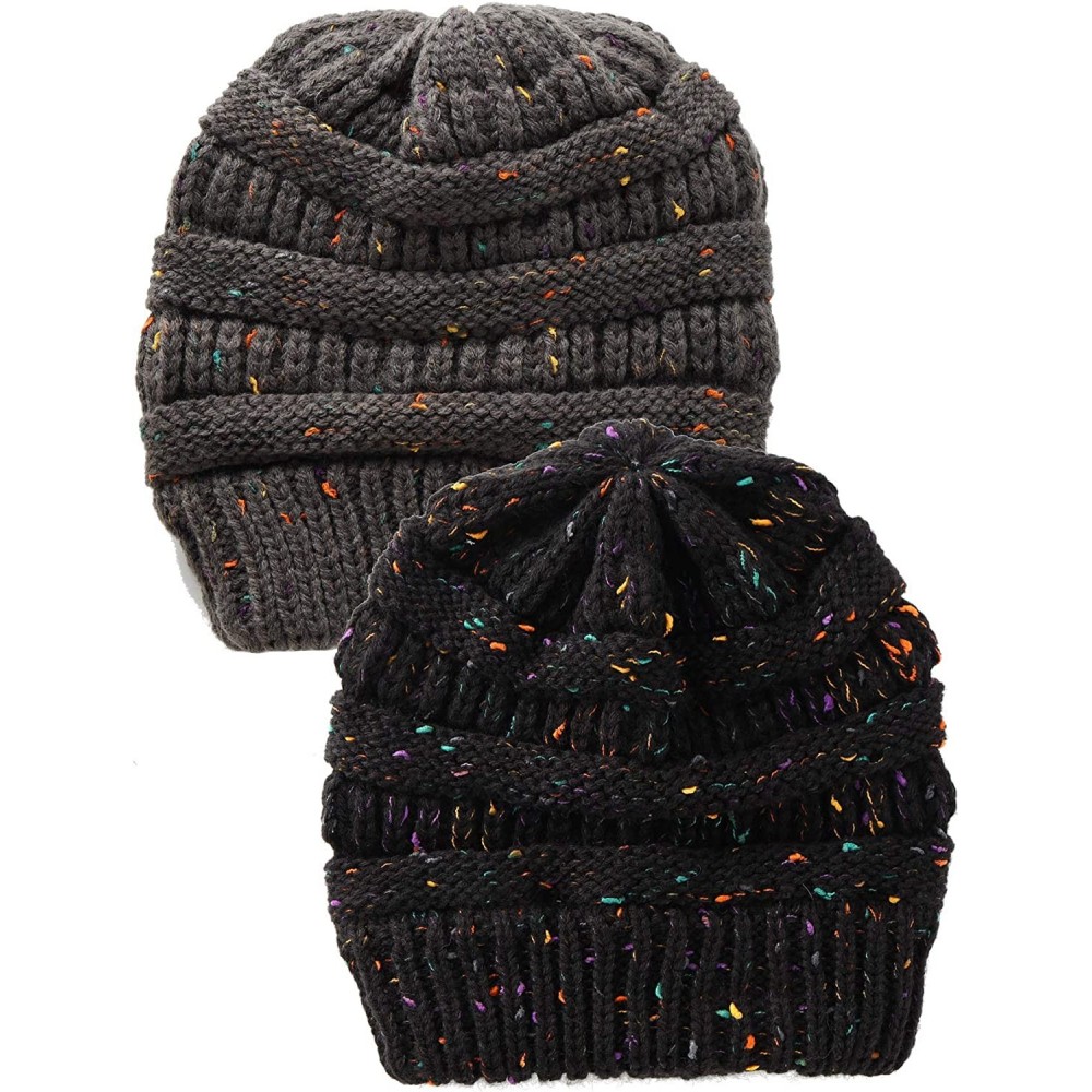 Skullies & Beanies Women's Beanie Winter Confetti Warm Chunky Soft Stretch Cable Knit Ribbed Beanie Hat Skull Cap - CF18AGALR...