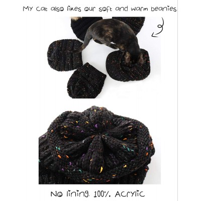 Skullies & Beanies Women's Beanie Winter Confetti Warm Chunky Soft Stretch Cable Knit Ribbed Beanie Hat Skull Cap - CF18AGALR...