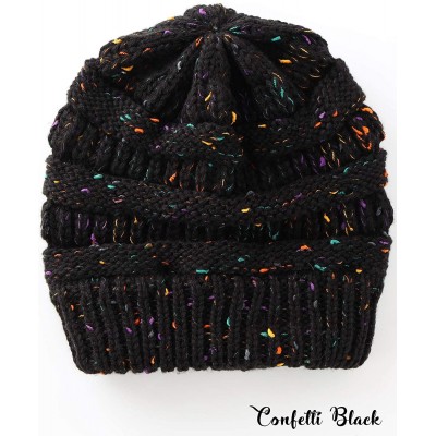 Skullies & Beanies Women's Beanie Winter Confetti Warm Chunky Soft Stretch Cable Knit Ribbed Beanie Hat Skull Cap - CF18AGALR...