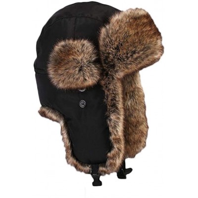 Skullies & Beanies Unisex Winter Trapper Bomber Hat with Ear Flaps Russian Ushanka - Black 2 - C518LT82GS9 $52.52