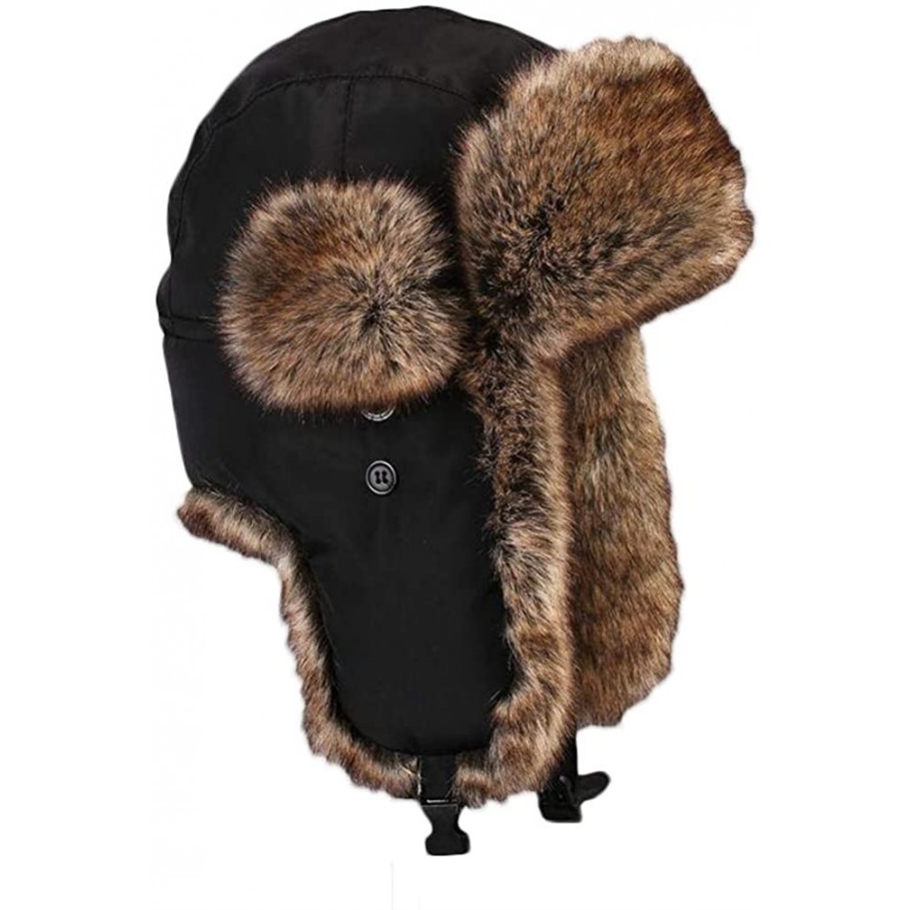 Skullies & Beanies Unisex Winter Trapper Bomber Hat with Ear Flaps Russian Ushanka - Black 2 - C518LT82GS9 $28.78