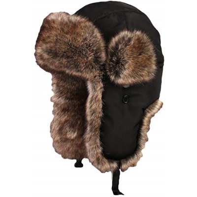 Skullies & Beanies Unisex Winter Trapper Bomber Hat with Ear Flaps Russian Ushanka - Black 2 - C518LT82GS9 $28.78