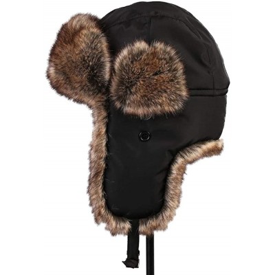 Skullies & Beanies Unisex Winter Trapper Bomber Hat with Ear Flaps Russian Ushanka - Black 2 - C518LT82GS9 $28.78