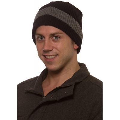 Skullies & Beanies Men's Double Layer Heavy Knit Hat with Fleece Trim Lining H706 - Navy - C61264ZRBO9 $10.34