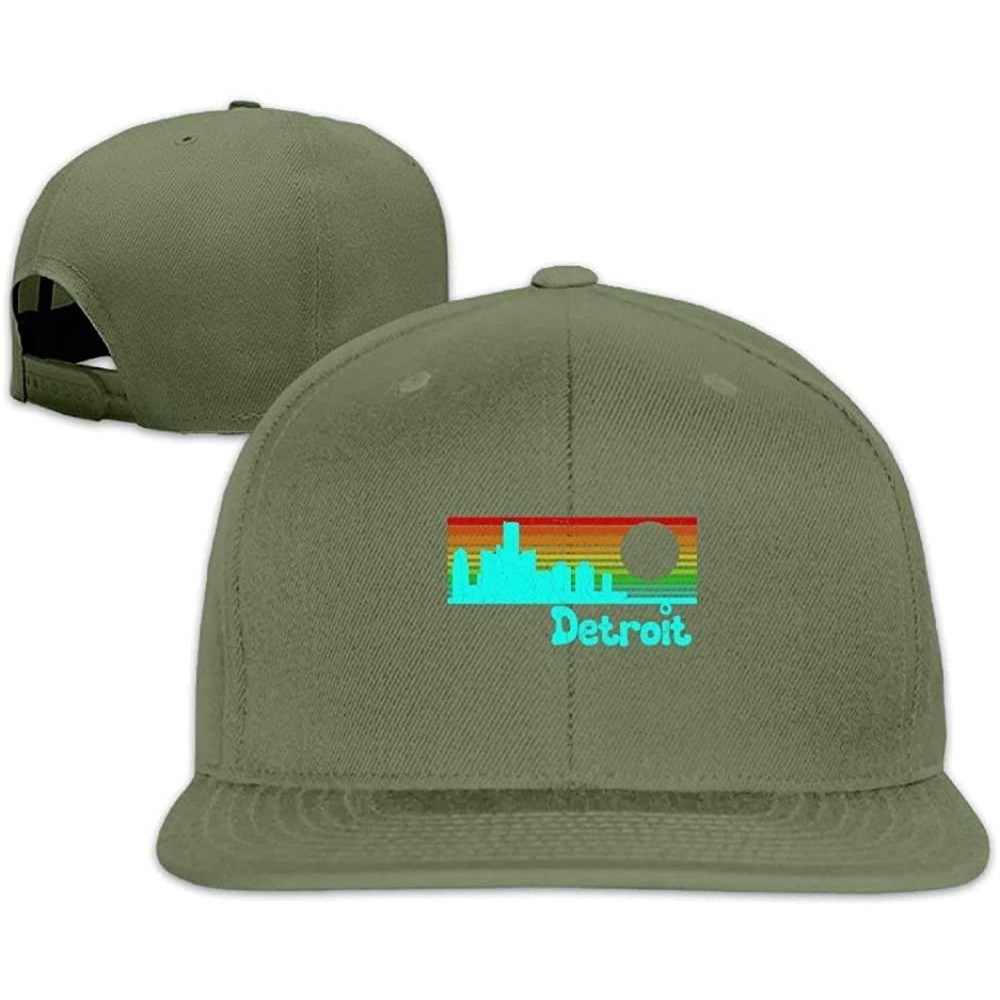 Baseball Caps 1980s Vintage Retro Detroit Snapback Unisex Flat Bill Visor Baseball Hat - Forestgreen - C518CTETNY5 $8.46