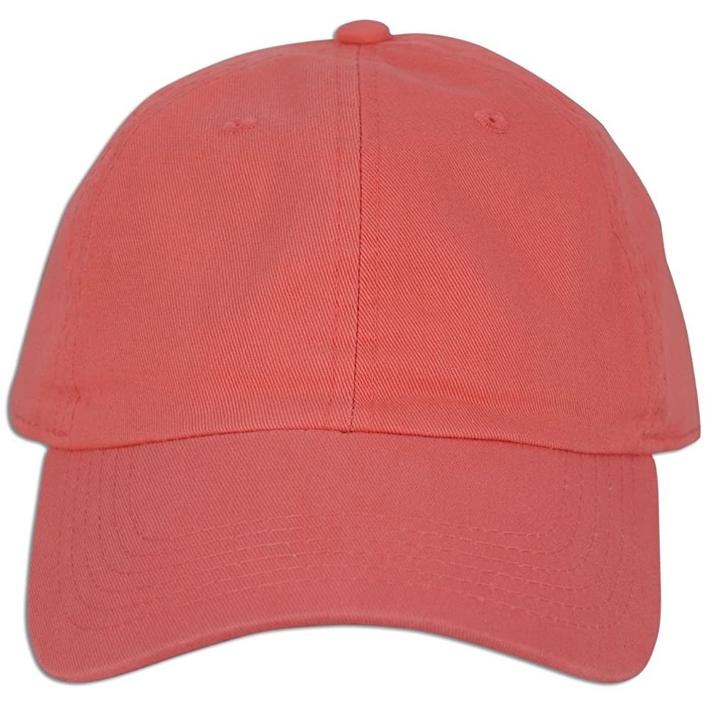 Baseball Caps Cotton Classic Dad Hat Adjustable Plain Cap Polo Style Low Profile Unstructured 1400 - Coral - CF18338589O $10.75