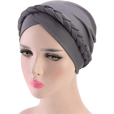 Skullies & Beanies Chemo Cancer Turbans Cap Twisted Braid Hair Cover Wrap Turban Headwear for Women - Single Braid Orange - C...