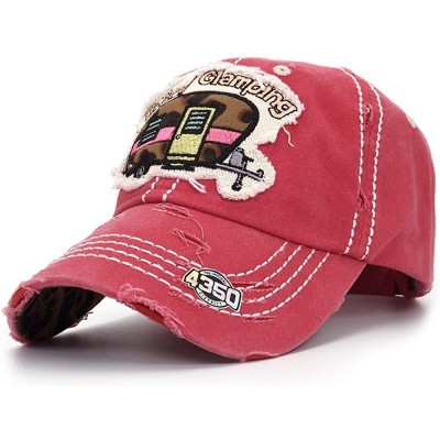 Baseball Caps Vintage Washed Distressed Patch Dad Hat Women Saying Baseball Cap - Coral - CY18XEEN3LU $20.79