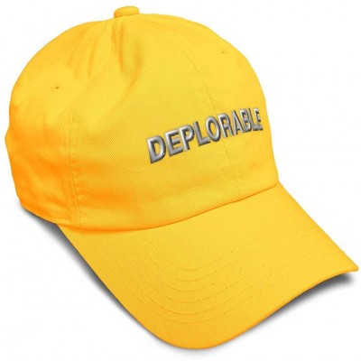 Baseball Caps Custom Soft Baseball Cap Destruction Word Deplorable A Embroidery Twill Cotton - Golden Yellow - C3195OT3MM6 $1...