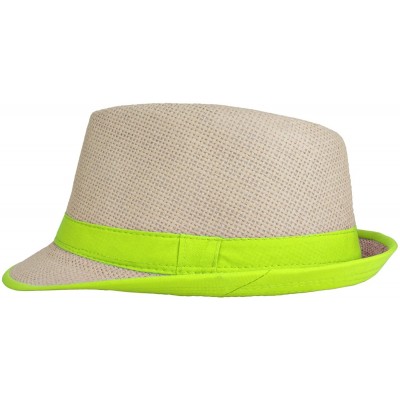 Fedoras Men Women Short Brim Sunblock Summer Fedora Straw Hat with Manhattan Style - Green - CR12GZ7O8QF $17.69