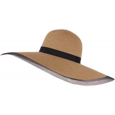 Sun Hats Women's Floppy Big Brim Hat Bowknot Straw Hat Foldable Roll up Sun Hat - Style E-khaki - CD18D0HNSDQ $13.40