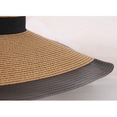 Sun Hats Women's Floppy Big Brim Hat Bowknot Straw Hat Foldable Roll up Sun Hat - Style E-khaki - CD18D0HNSDQ $13.40