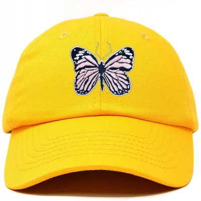 Baseball Caps Pink Butterfly Hat Cute Womens Gift Embroidered Girls Cap - Gold - CZ18S03M4Y8 $16.76