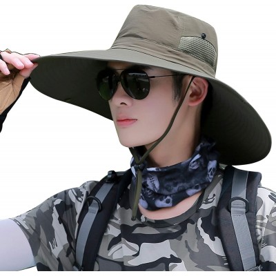 Sun Hats Men Fishing Hiking Hat- Unisex Lawn Gardening Wide Brim Bucket Hats- Cowboy Sun Protection Cap Foldable UPF 50+ - C0...