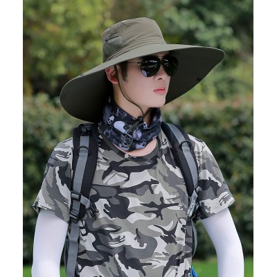 Sun Hats Men Fishing Hiking Hat- Unisex Lawn Gardening Wide Brim Bucket Hats- Cowboy Sun Protection Cap Foldable UPF 50+ - C0...