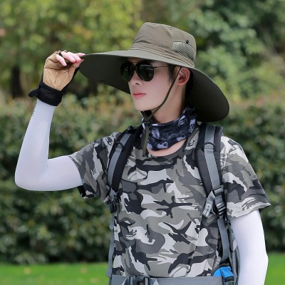Sun Hats Men Fishing Hiking Hat- Unisex Lawn Gardening Wide Brim Bucket Hats- Cowboy Sun Protection Cap Foldable UPF 50+ - C0...