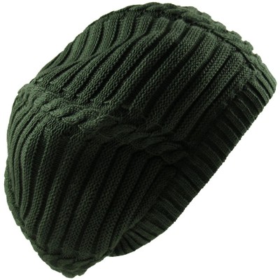 Skullies & Beanies 100% Cotton Classic Rasta Slouchy Ribbed Beanie Hats - Olive Green - CM12IS13SNF $16.13