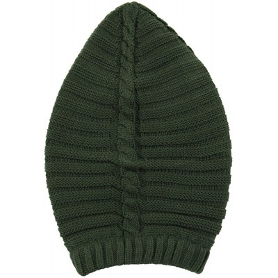 Skullies & Beanies 100% Cotton Classic Rasta Slouchy Ribbed Beanie Hats - Olive Green - CM12IS13SNF $16.13