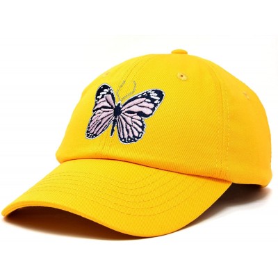 Baseball Caps Pink Butterfly Hat Cute Womens Gift Embroidered Girls Cap - Gold - CZ18S03M4Y8 $16.76