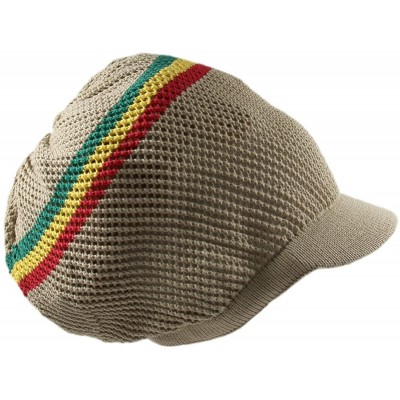 Skullies & Beanies 100% Cotton Mesh Rasta Light Weight Slouchy Beanie Visor - Khaki/Rasta - CO182EWMSYQ $19.76