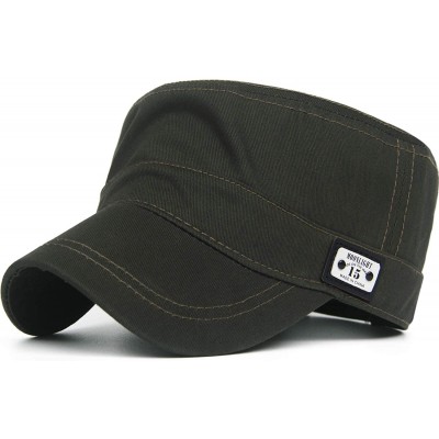 Baseball Caps Cotton Cadet Cap Army Military Caps Flat Hats Unique Design Big Head - Style02-green - C112093J1Z9 $15.67