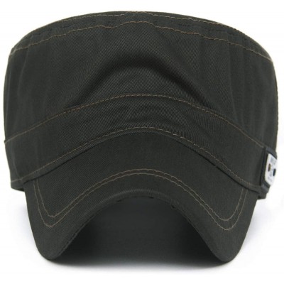 Baseball Caps Cotton Cadet Cap Army Military Caps Flat Hats Unique Design Big Head - Style02-green - C112093J1Z9 $15.67