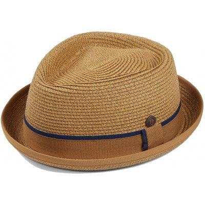 Fedoras Mens Summer Pork Pie Straw Hat - Yellow - C8197562Q9X $49.08