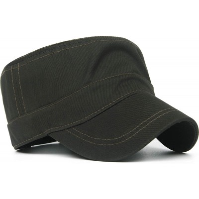 Baseball Caps Cotton Cadet Cap Army Military Caps Flat Hats Unique Design Big Head - Style02-green - C112093J1Z9 $15.67