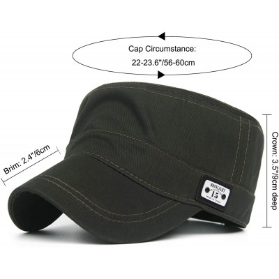 Baseball Caps Cotton Cadet Cap Army Military Caps Flat Hats Unique Design Big Head - Style02-green - C112093J1Z9 $15.67