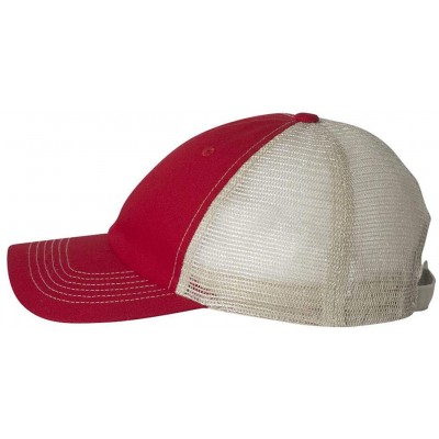 Baseball Caps Headwear 3100 Contrast Stitch Mesh Cap - Red/Stone - CR11W8UYGVL $11.18