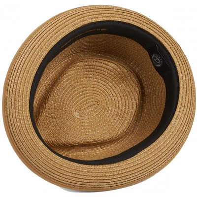 Fedoras Mens Summer Pork Pie Straw Hat - Yellow - C8197562Q9X $49.08