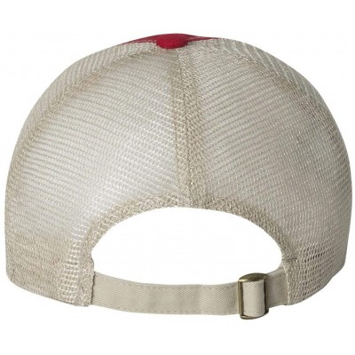 Baseball Caps Headwear 3100 Contrast Stitch Mesh Cap - Red/Stone - CR11W8UYGVL $11.18